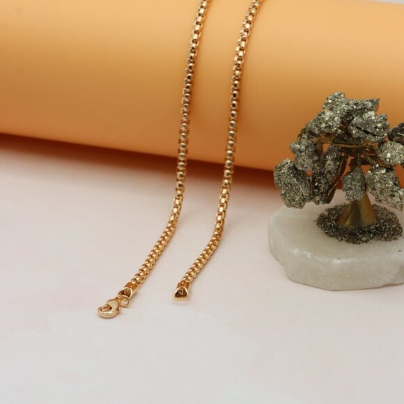 Elegant Rose Gold Plated Brass Box Chain Necklace, XPNL0219 - Picture 10 of 13